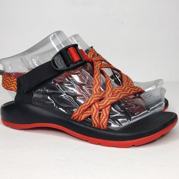 Chaco Rainbow Orange Slip On Strap Up Kids Sandals - Picture 8 of 14